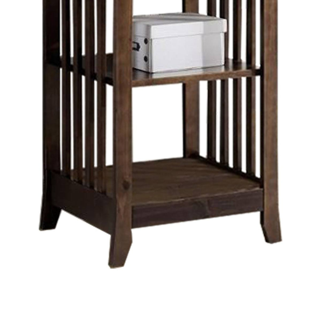 4 Tier Wooden Frame Bookcase with Slatted Side Panels, Brown L839136