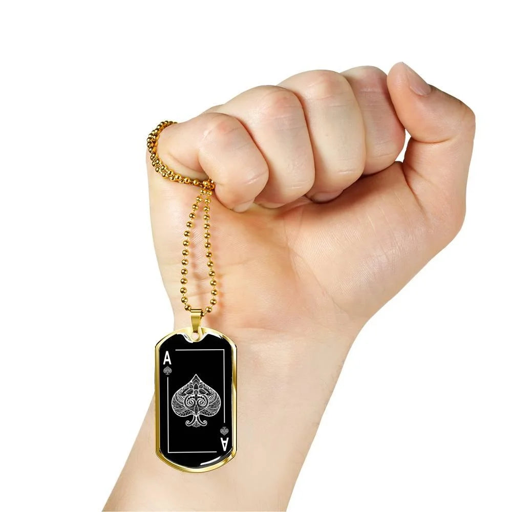 Black Dog Tag Stainless Steel 24" Chain I53260