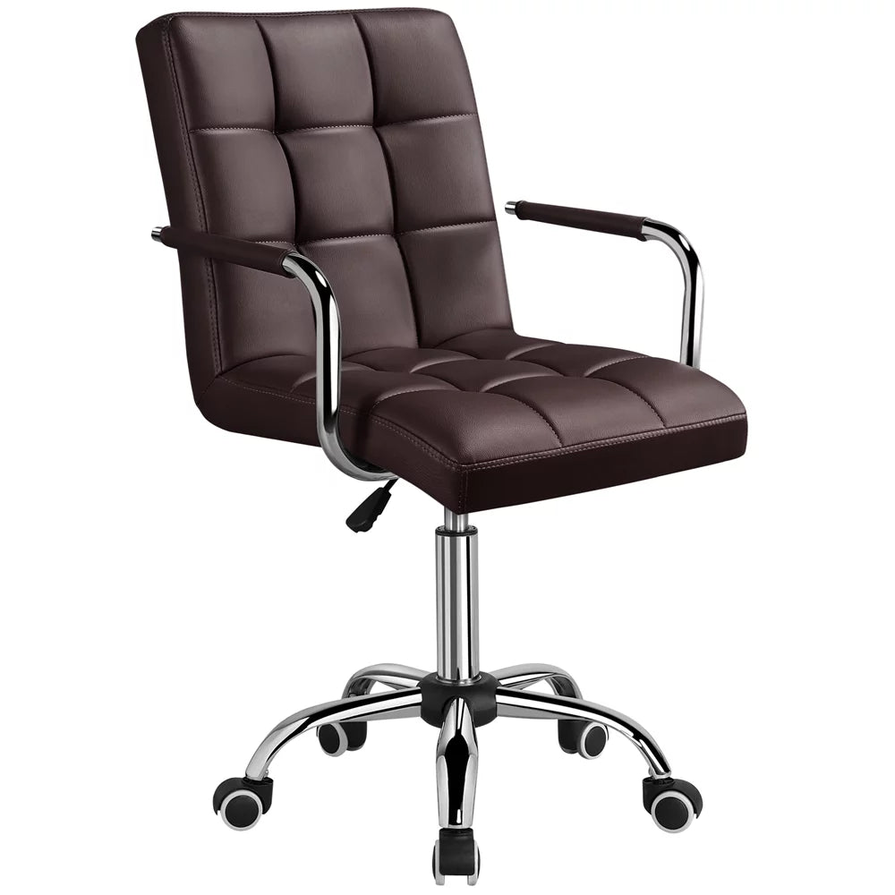 Height Adjustable PU Leather Office Chair with Armrests T7655