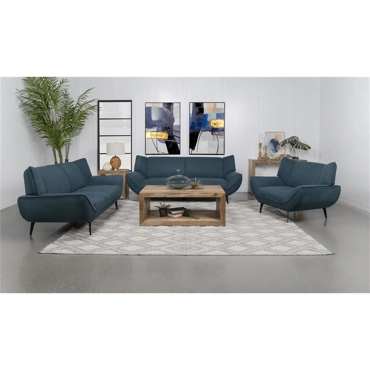 Teal Fabric Upholstered Wing Back Chair Q96317
