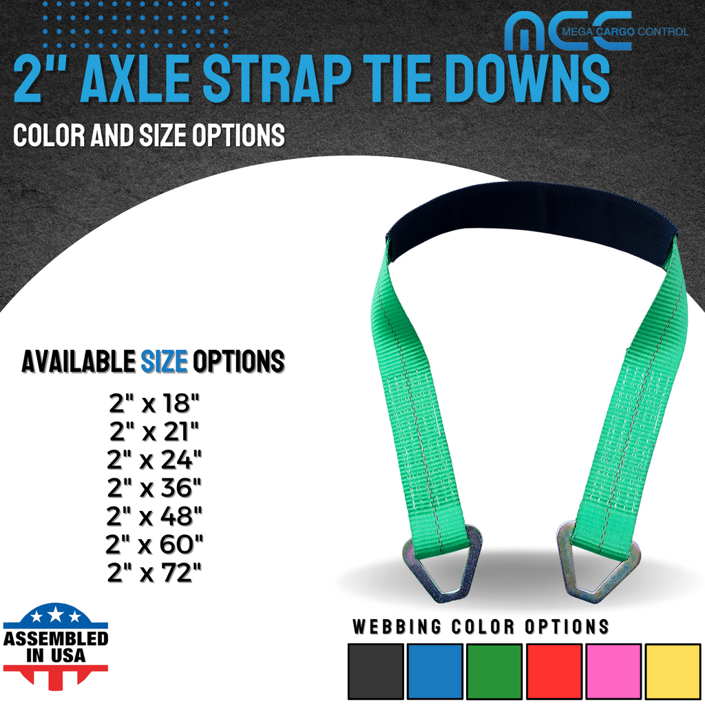 2" x 48" Axle Tie-Down Straps (2-Pack) - WLL: 3333 lbs - Green G72348