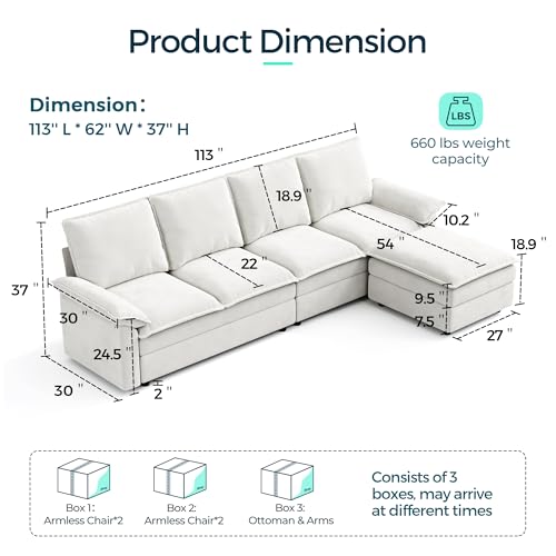 Dark Grey Chenille U Shaped Sectional Sofa L764045