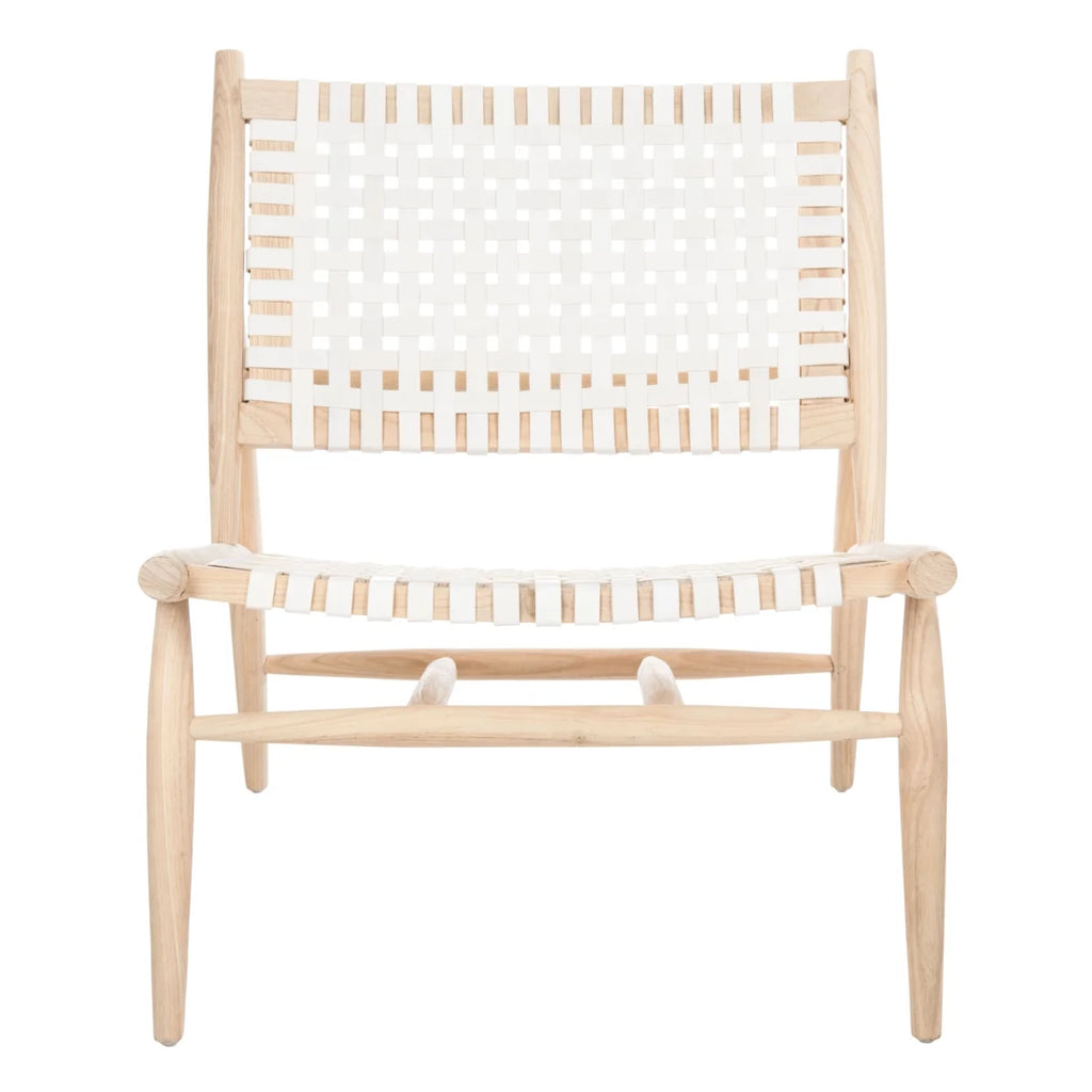 Natural/White Leather Accent Chair A394