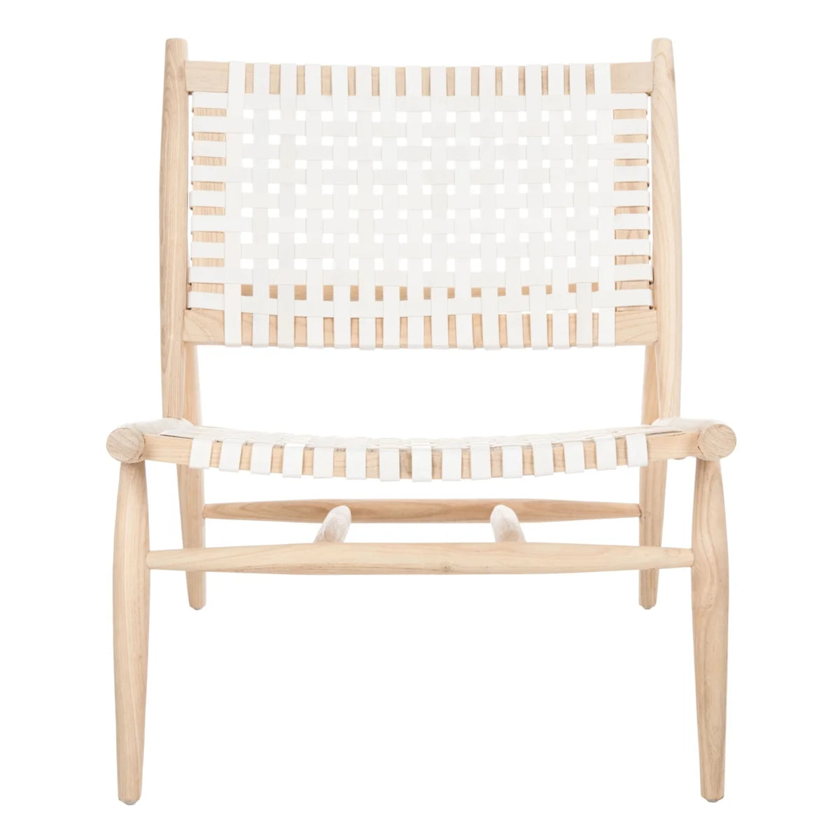 Natural/White Leather Accent Chair A394