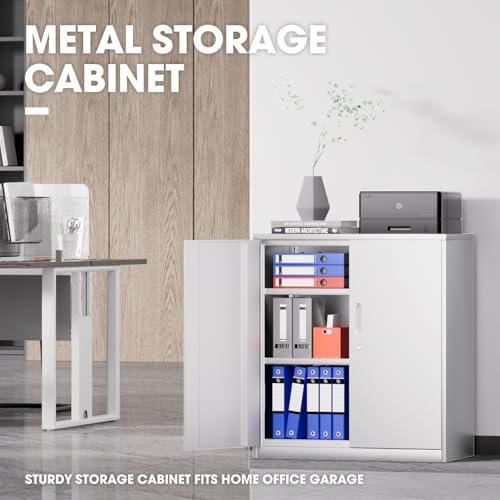 Metal Storage Cabinet with 2 Doors and 2 Adjustable Shelves U63943