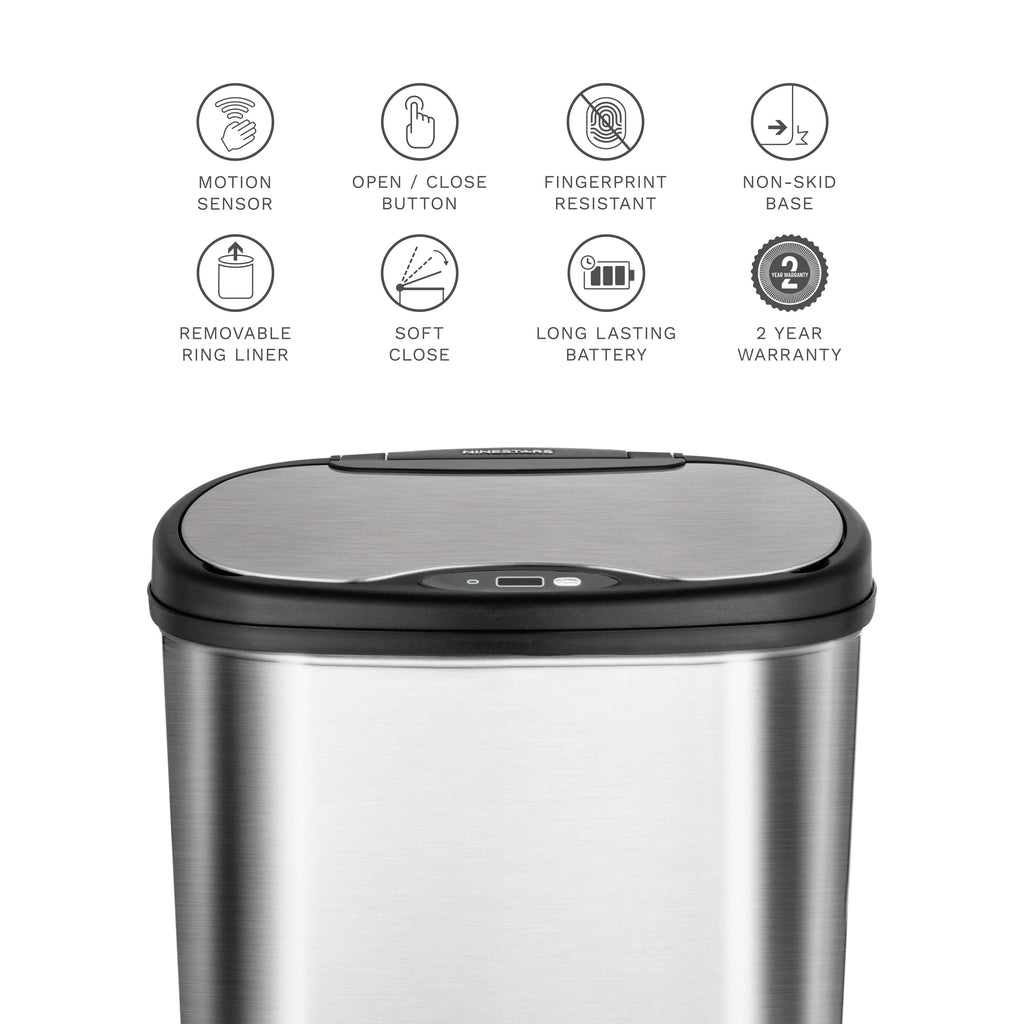 13.2 Gallon Stainless Steel Motion Sensor Trash Can M451