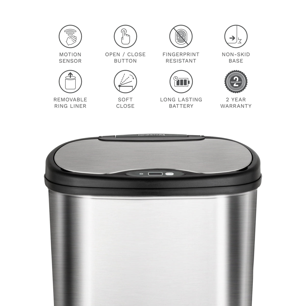 13.2 Gallon Stainless Steel Motion Sensor Trash Can M451