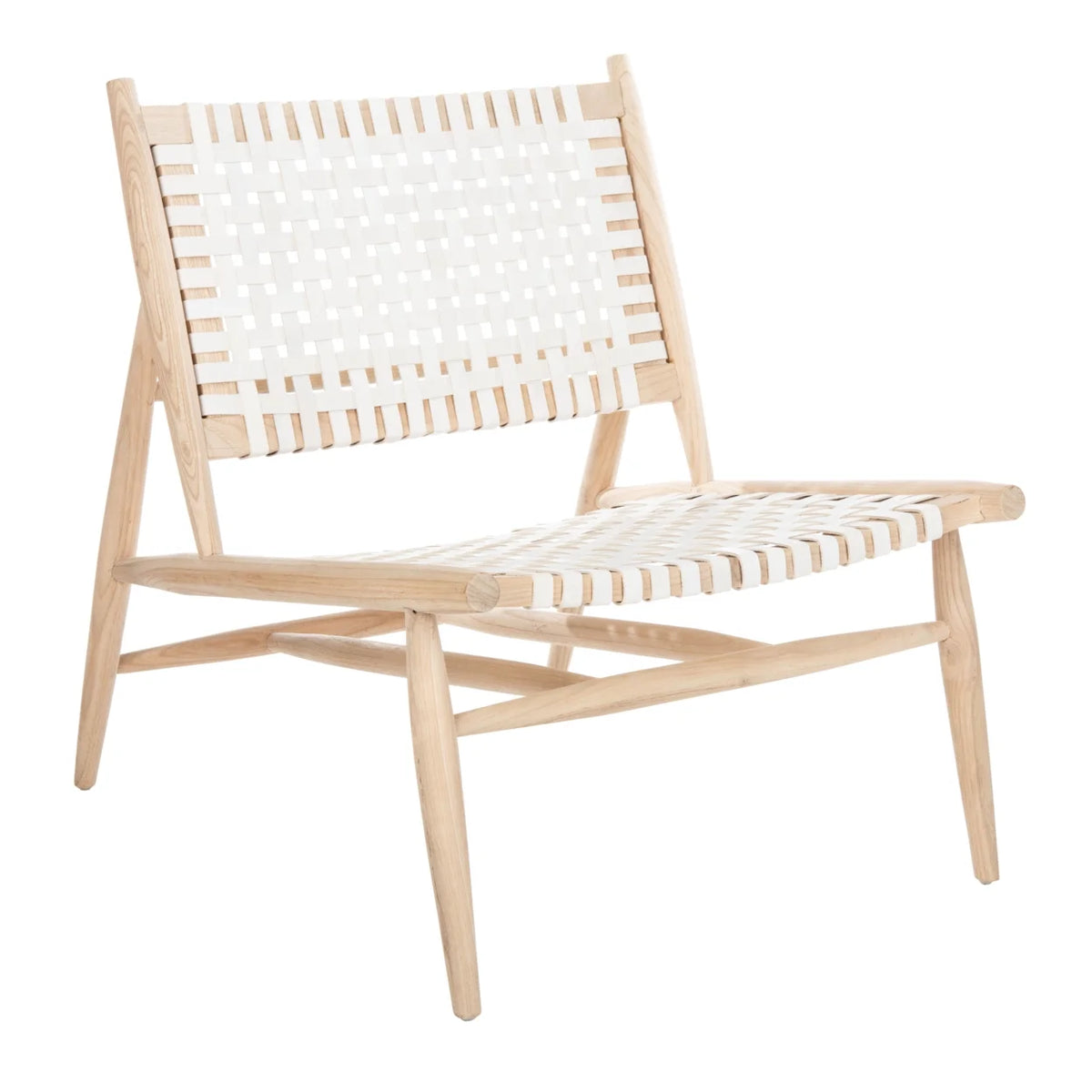 Natural/White Leather Accent Chair A394