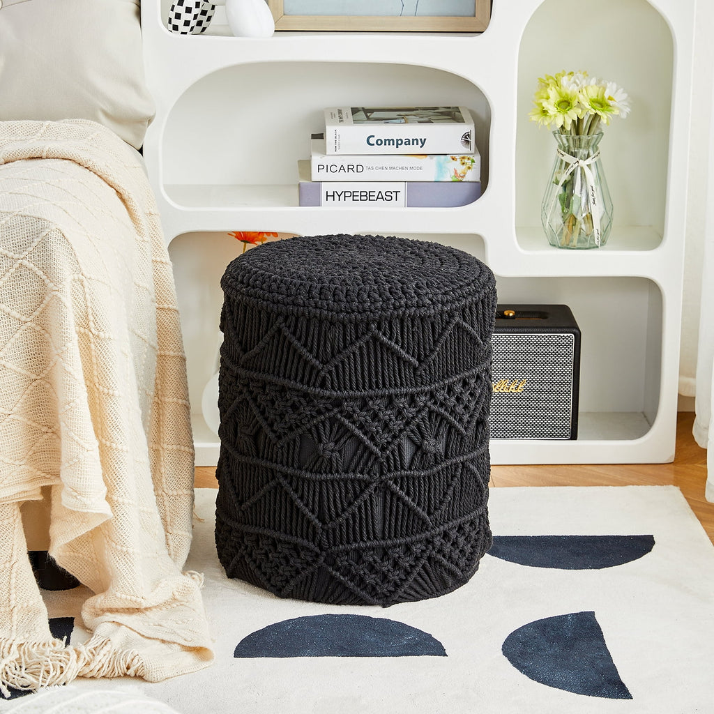 Hand Knitted Cotton Round Pouf Ottoman T6042