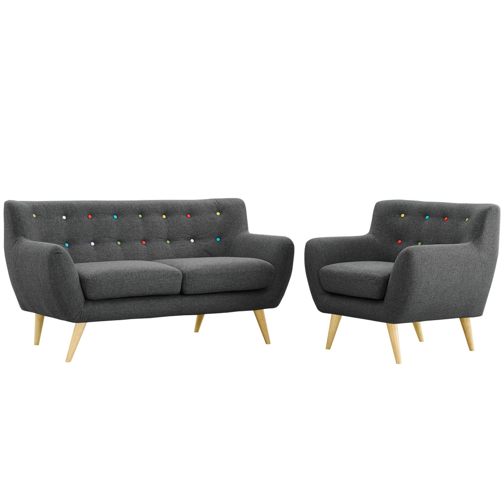 Grey Fabric Plywood Two PCS Living Room Set K6909