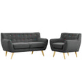 Grey Fabric Plywood Two PCS Living Room Set K6909