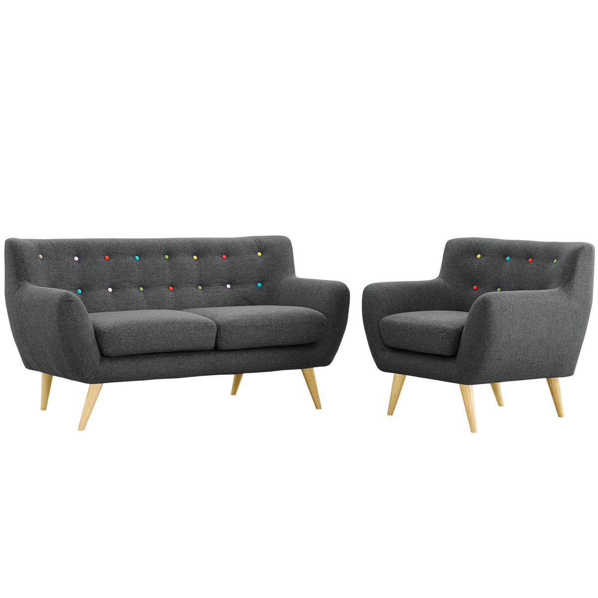 Grey Fabric Plywood Two PCS Living Room Set K6909