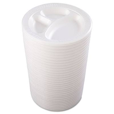 White 3 Compartment Laminated Foam Plate J2332