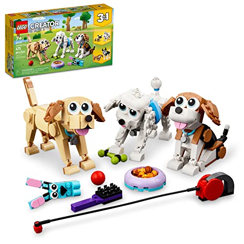 LEGO Creator 3 in 1 Adorable Dogs Building Toy Set, Featuring Dachshund, Beagle, Pug, Poodle, Husky, and Labrador Figures M686384