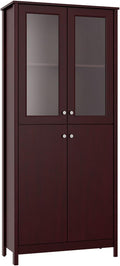 Grey Glass and Wood 4-Door Bookcase T134