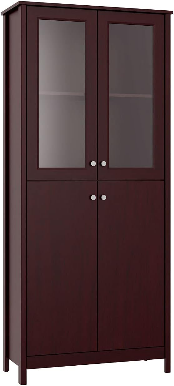 Grey Glass and Wood 4-Door Bookcase T134
