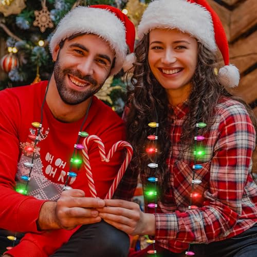 Light up Christmas Necklace 4pcs Colorful Glow 3D 3 Modes B827794
