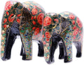 Multicolor Papier Mache and Wood Elephant Sculpture (Pair) Q10775