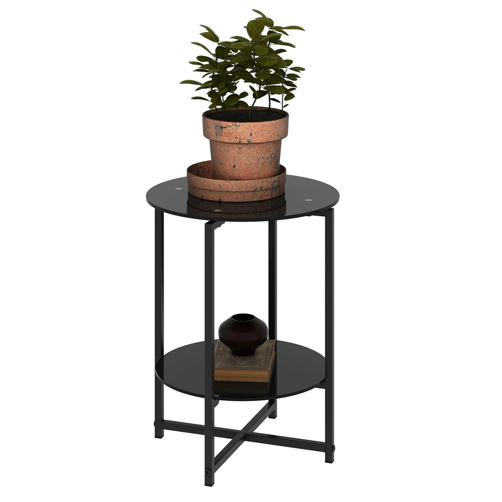 Round Tempered Glass End Table J69228