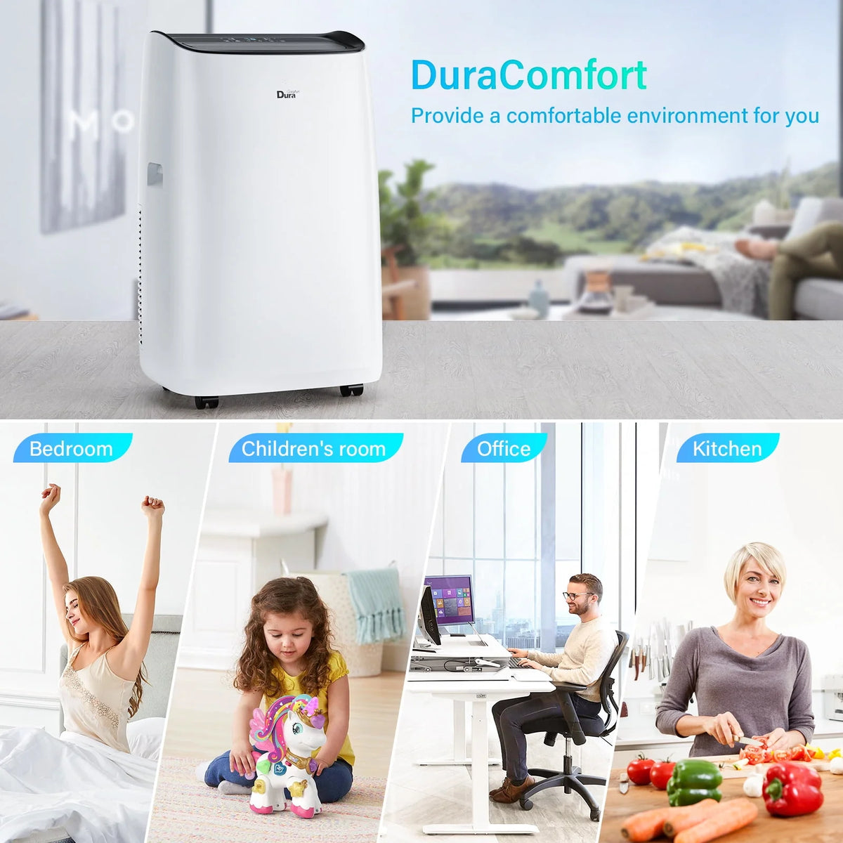 White Portable Air Conditioner, Dehumidifier, Fan F176