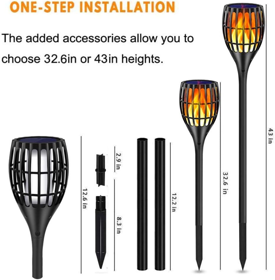 43 Flickering Flames Solar Torch Light, 4 Pack Z468