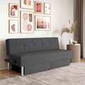 Gray Fabric Futon with Storage and Power E40535