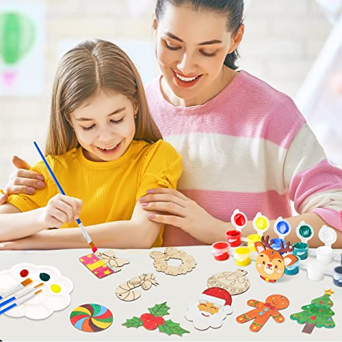 36Pcs Unfinished DIY Wooden Art Craft Supplies Painting Kit K5376