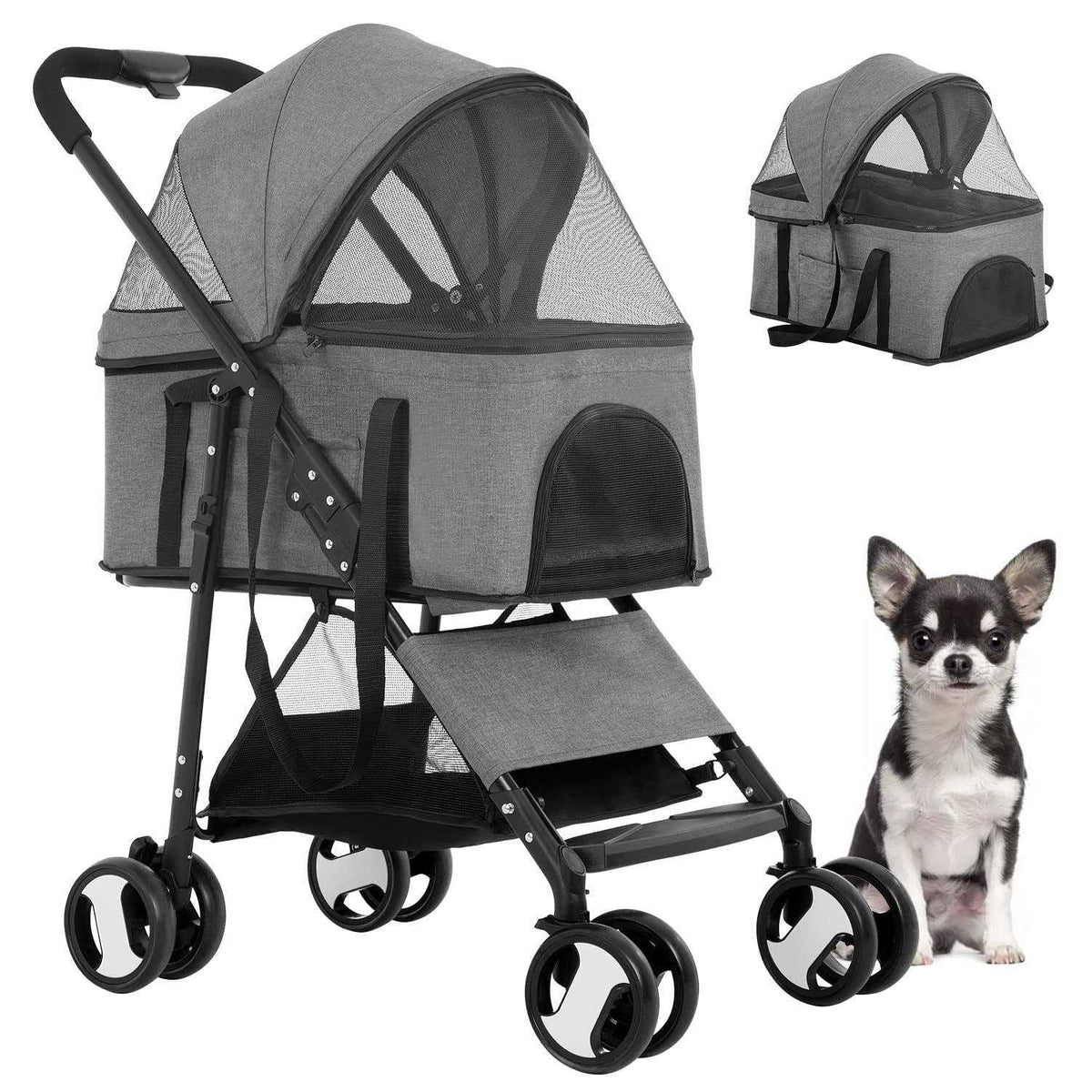 3-in-1 Pet Stroller with Detachable Carrier P6037