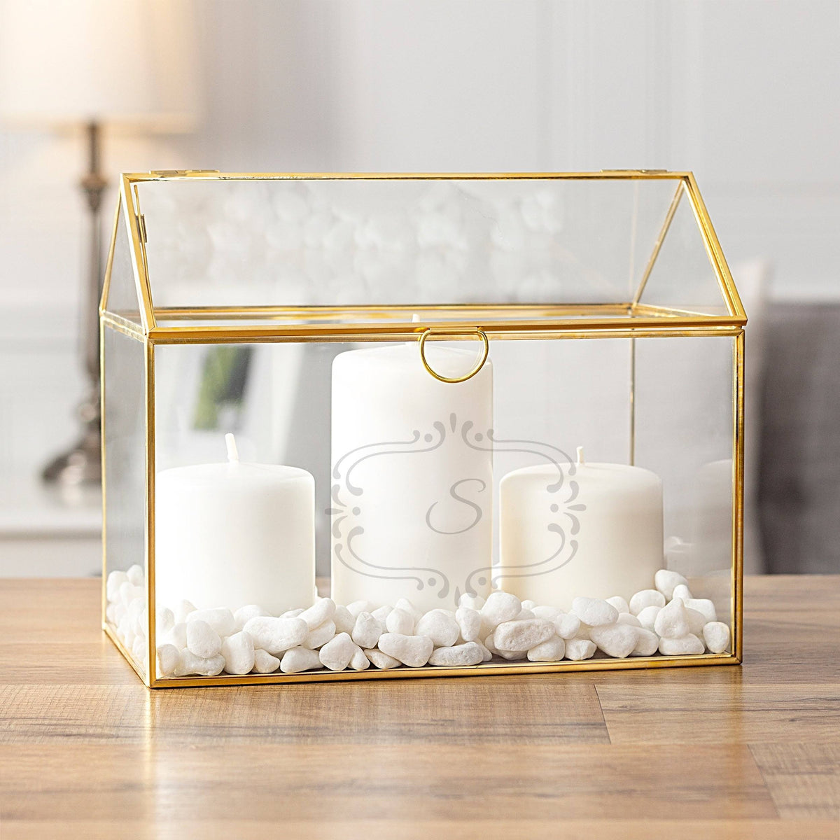 Gold Glass Terrarium Gift Card Holder V51118