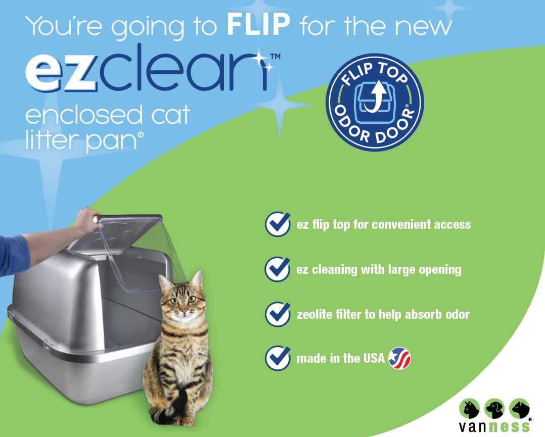 EZ Clean Jumbo Covered Cat Litter Box with Flip Top Lid W826