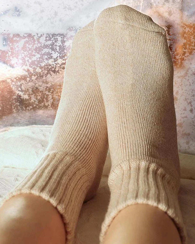 Ribbed Fleece Lined Crew Socks C7330