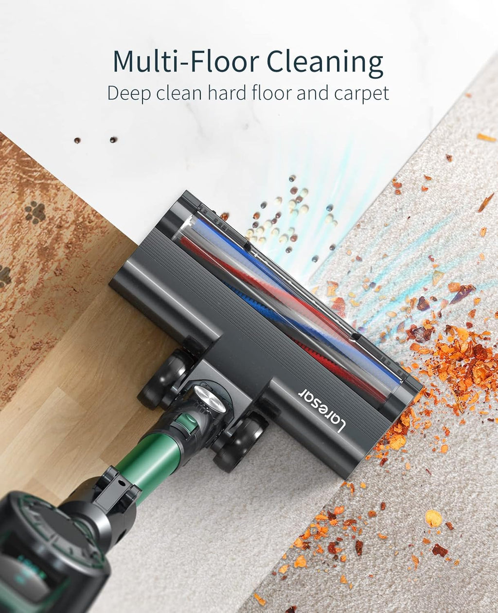 Cordless Stick Vacuum Cleaner with Foldable Tube, LED Display, Detachable Battery E901