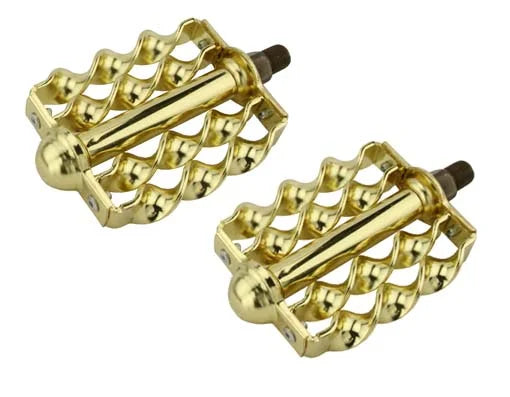 Gold Double Flat Twisted Bike Pedals M66179