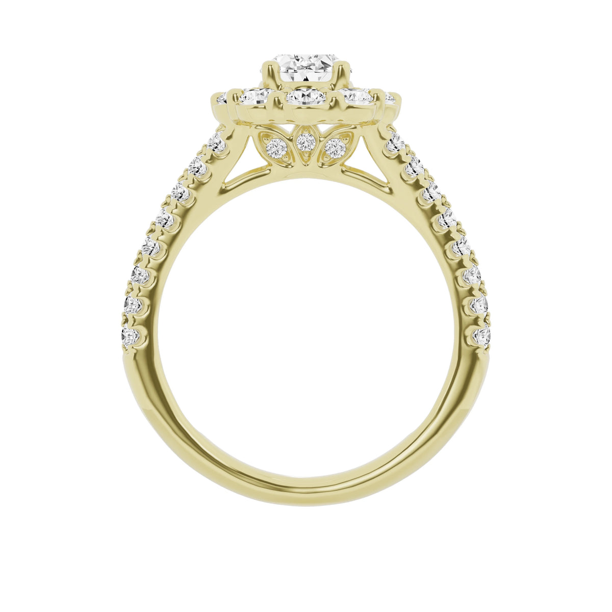2ct Lab-Grown Oval Halo Diamond Engagement Ring 10k Yellow Gold N848382