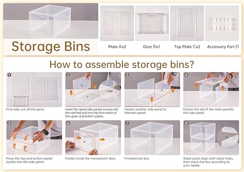 4-Tier Stackable Clear Plastic Storage Bins with Lid H79539