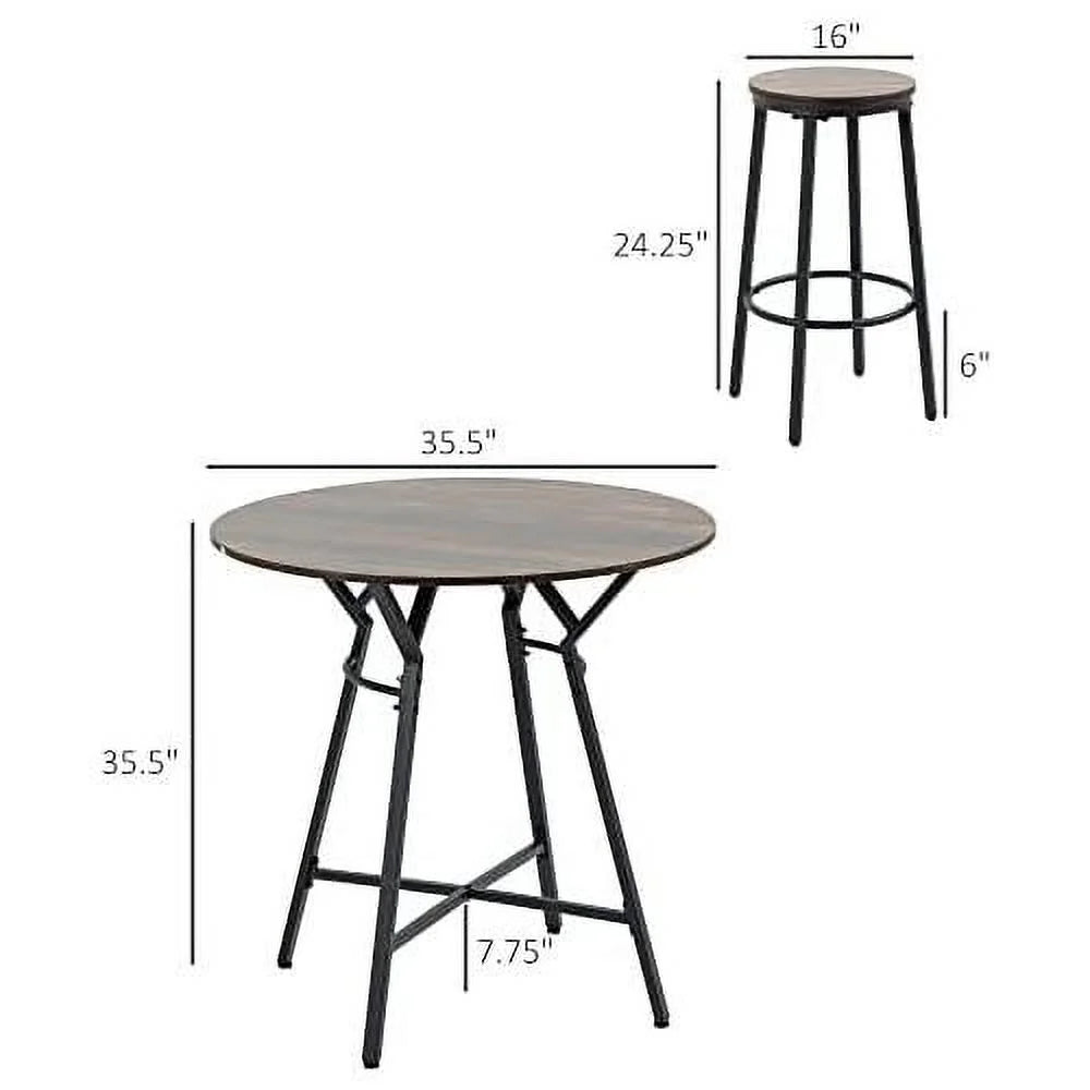 5-Piece Bar Table and Chairs Set Black Brown X535725
