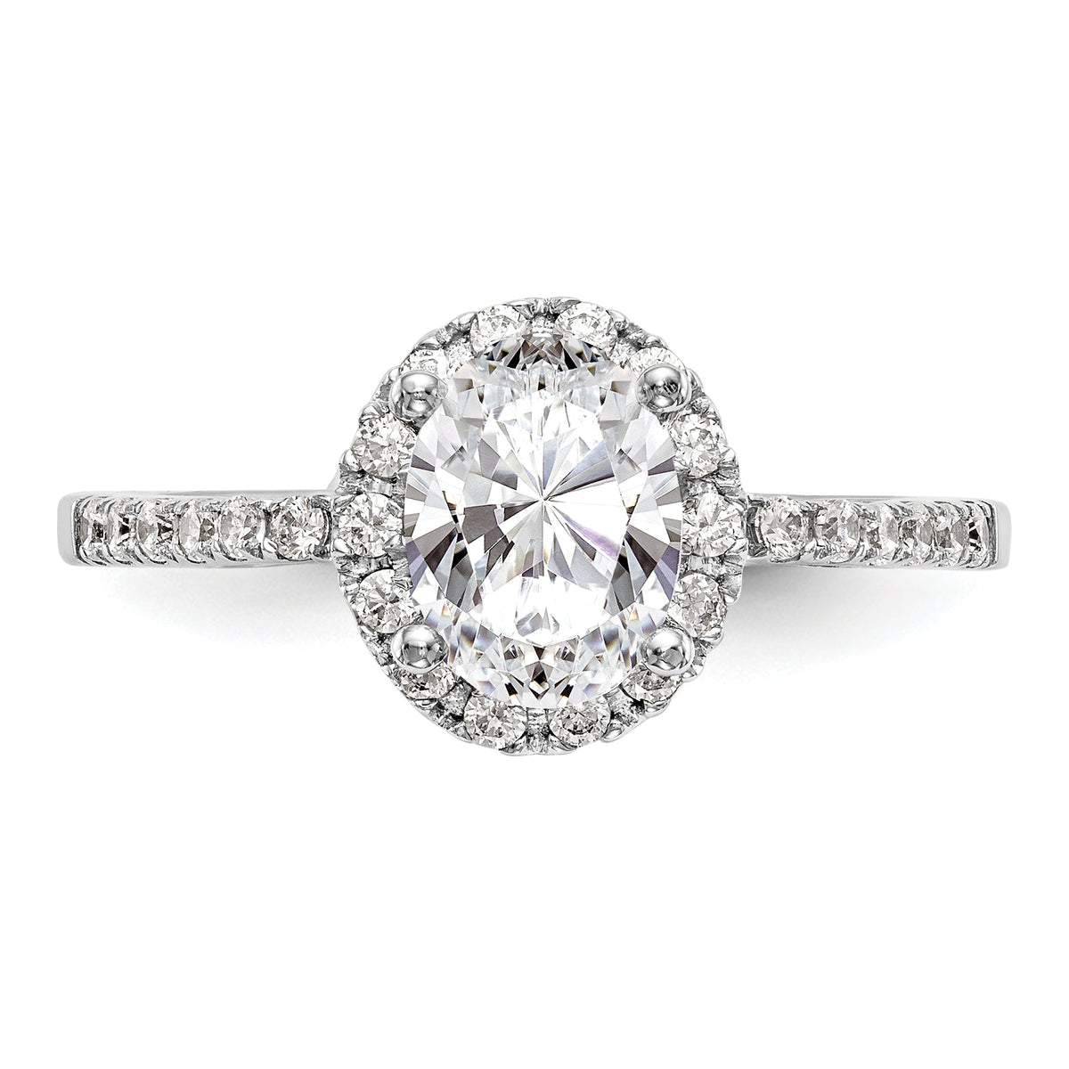 0.50ct CZ Solid 14K White Gold Oval Halo Engagement Ring D201