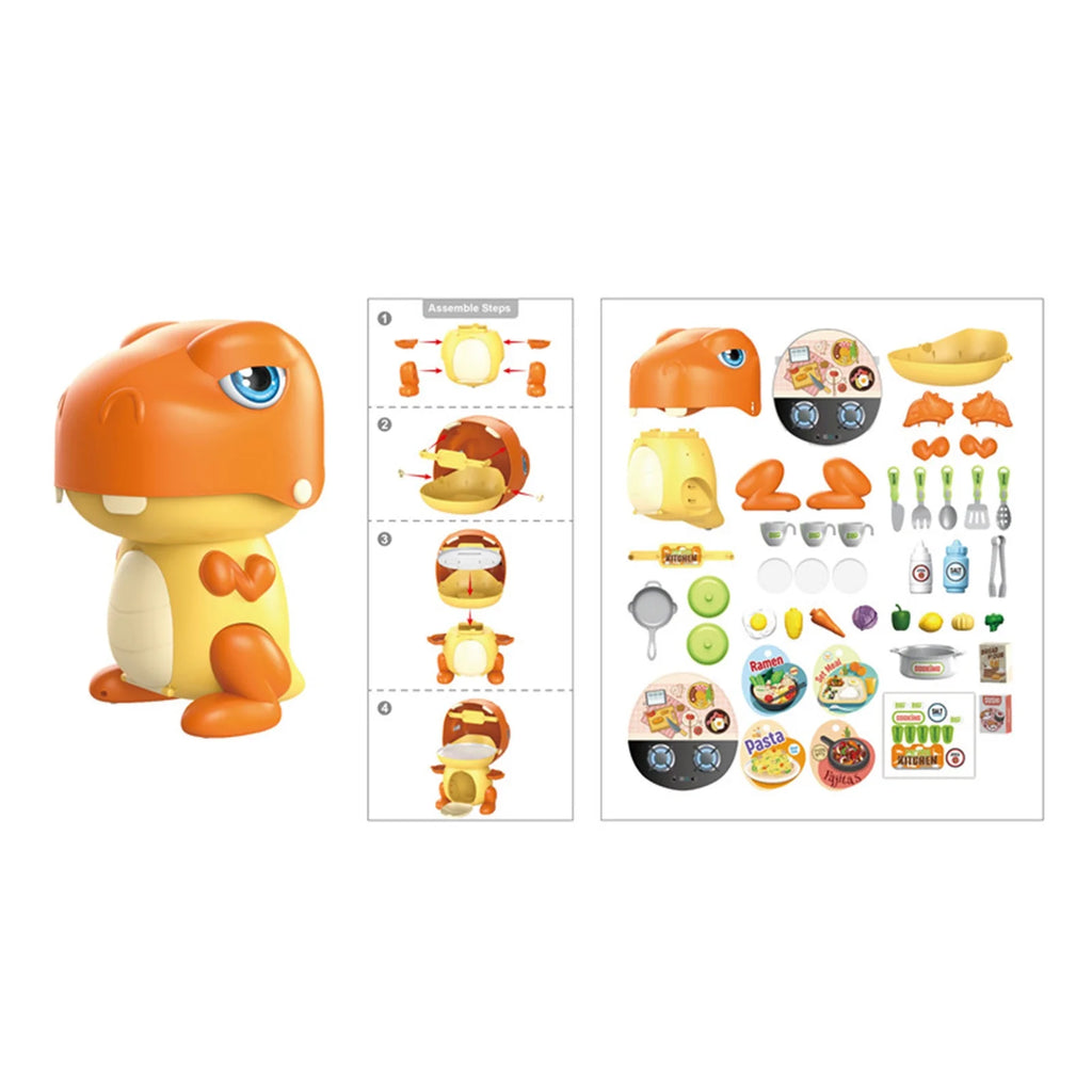 Play House Dinosaur Storage Set Cooking Toy Kitchen Set With Play Food X3441