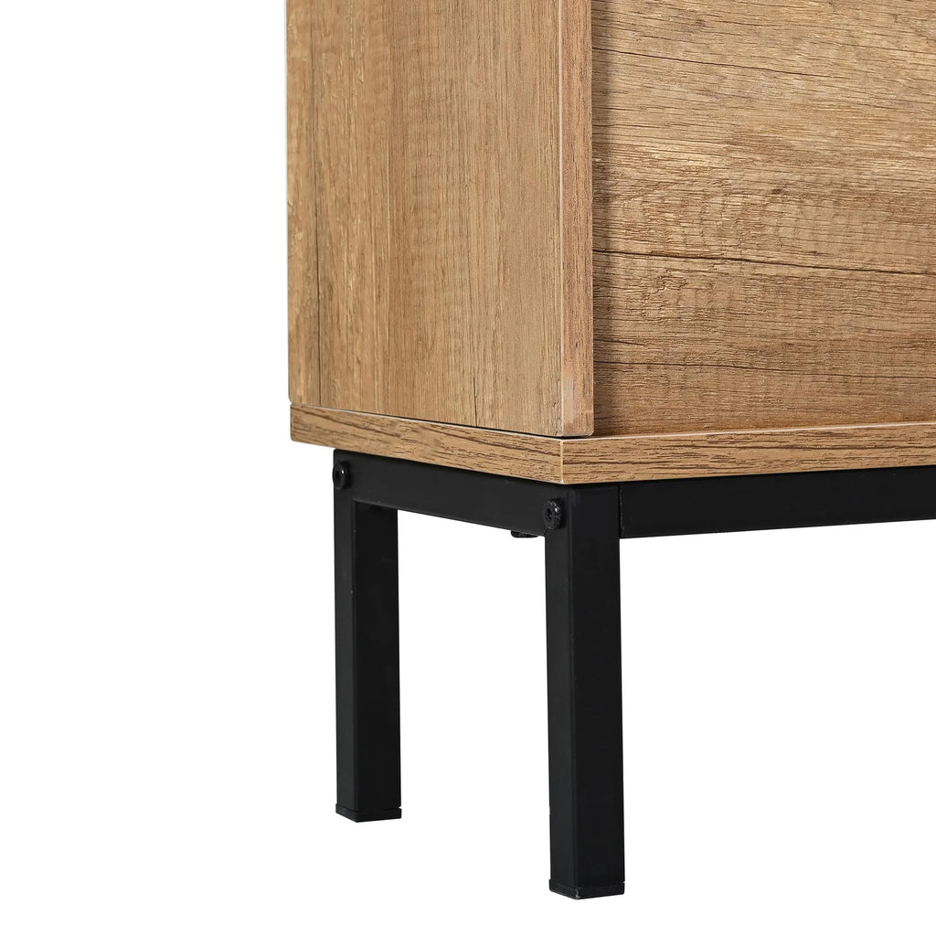 3 Flip Drawer Rattan Shoe Cabinet with Metal Legs R896