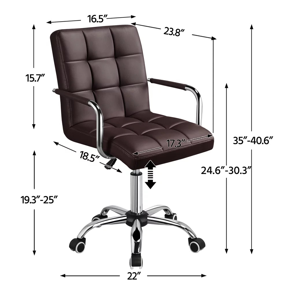 Height Adjustable PU Leather Office Chair with Armrests T7655