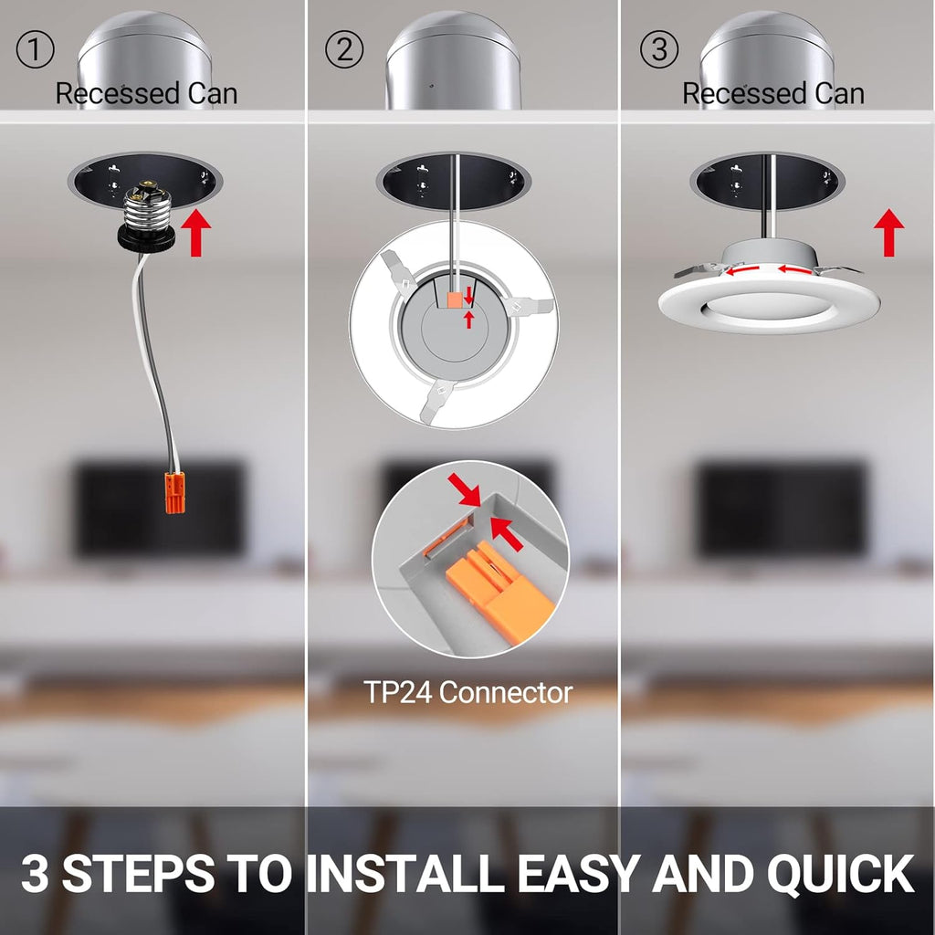 5/6 LED Recessed Downlights WiFi Dimmable 15W 1200 LM 4PCS Pack of 2 J263842