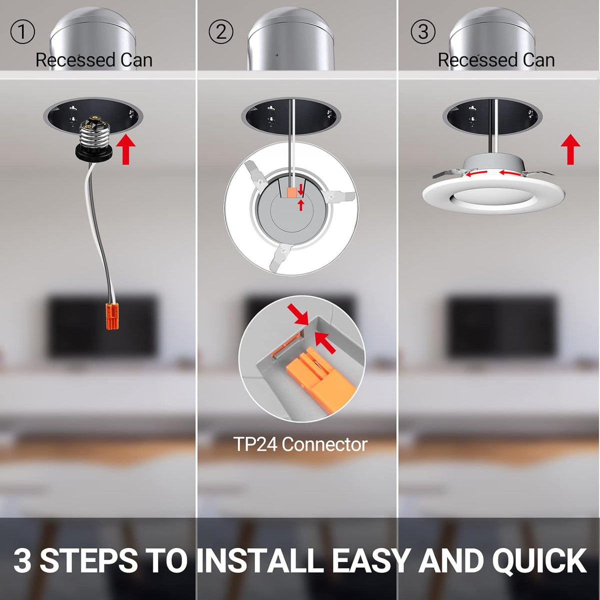 5/6 LED Recessed Downlights WiFi Dimmable 15W 1200 LM 4PCS Pack of 2 J263842