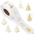 1000Pcs Clear Christmas Stickers Roll Gold Foil Self-Adhesive Label Decals G972037