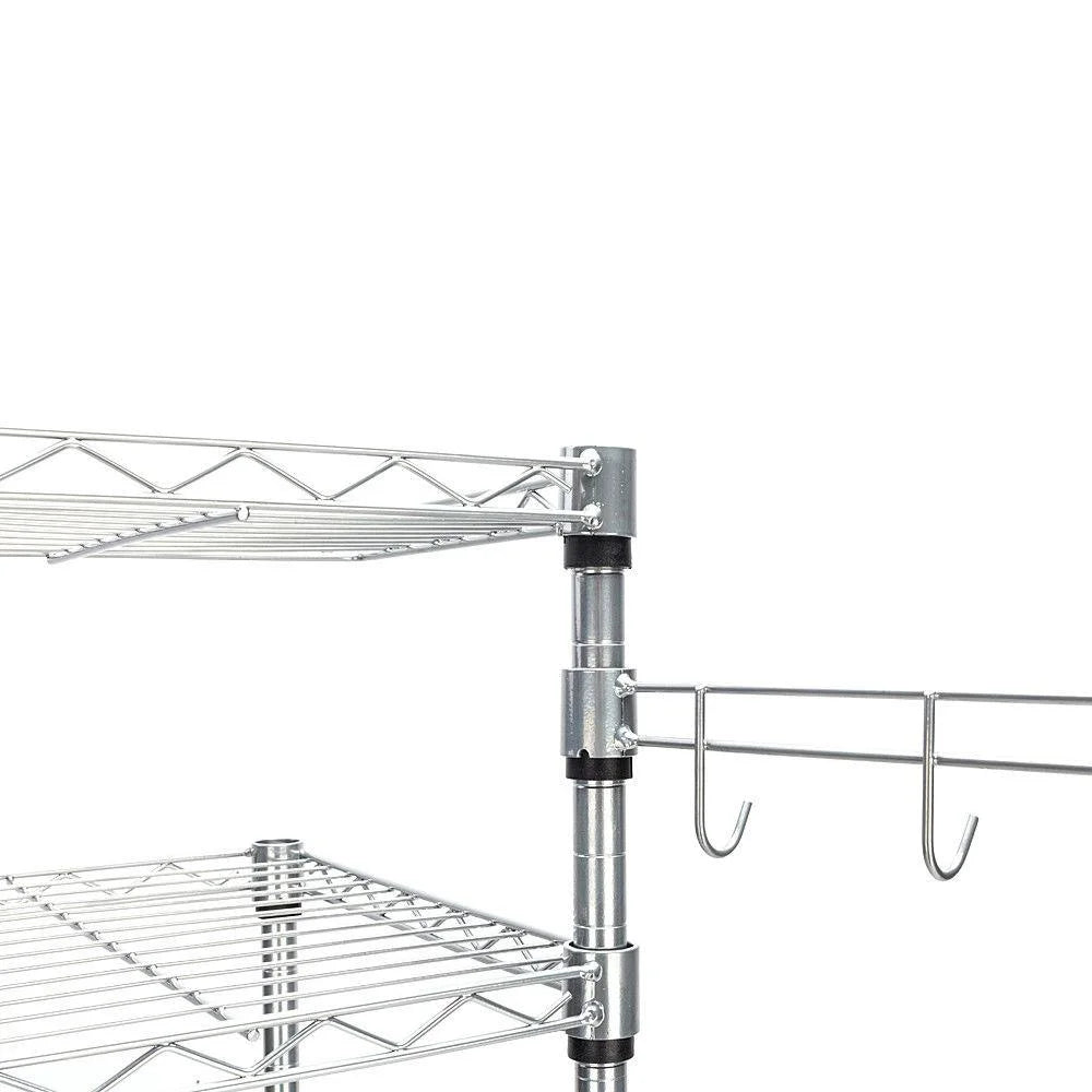 4-Tier Chrome Kitchen Storage Rack with Hanging Hooks U6796