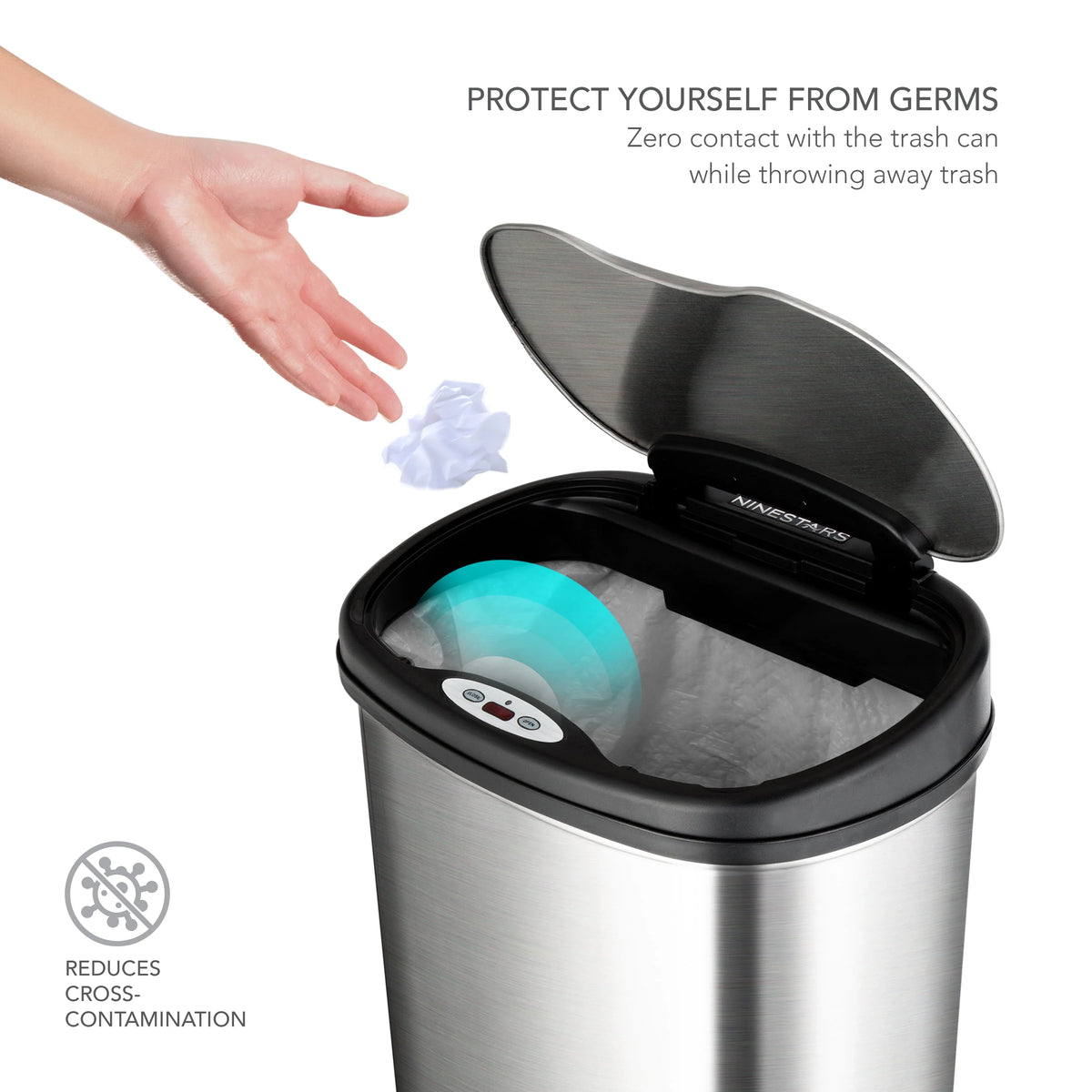 13.2 Gallon Stainless Steel Motion Sensor Trash Can M451