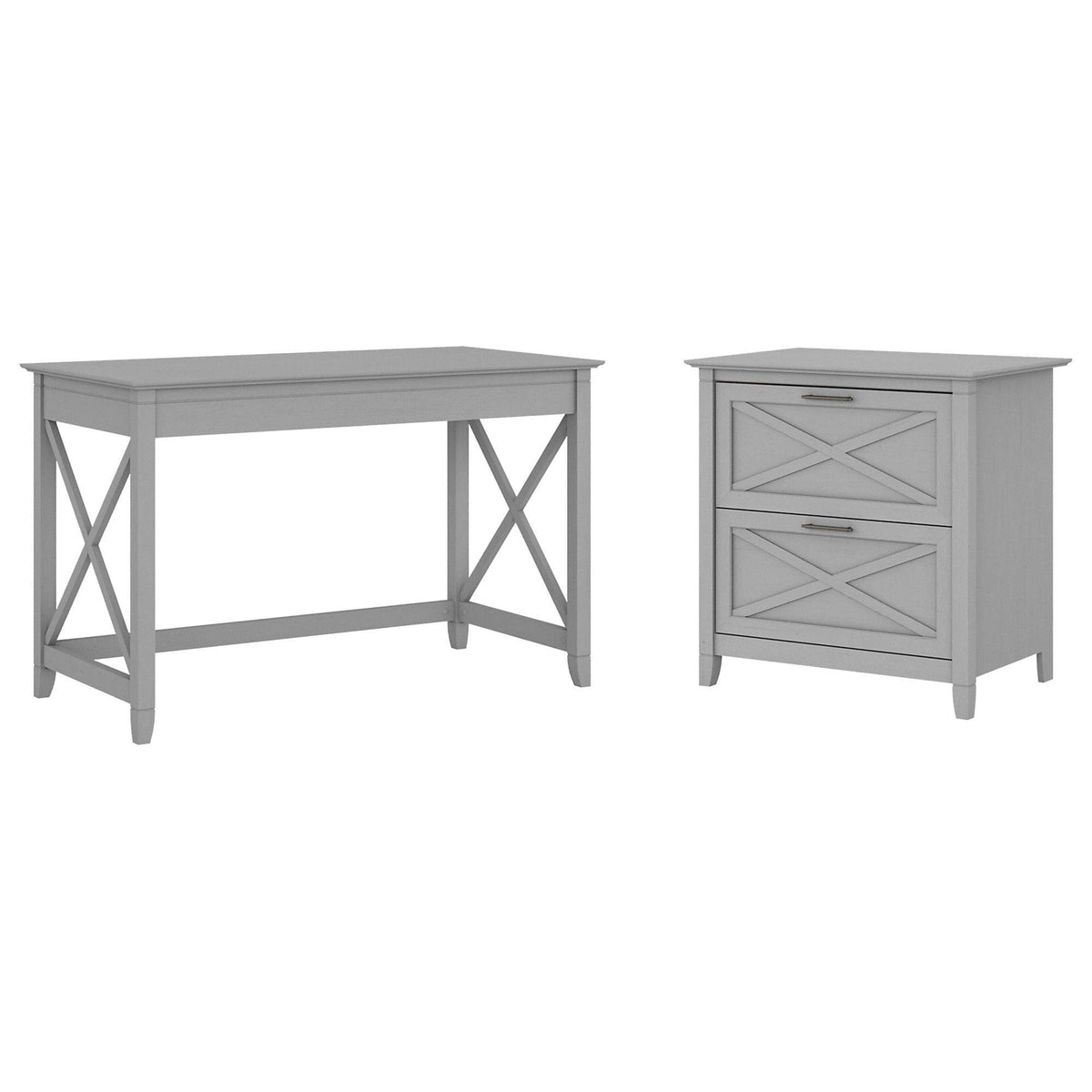 Cape Cod Gray Writing Desk with 2 Drawer File Cabinet B515