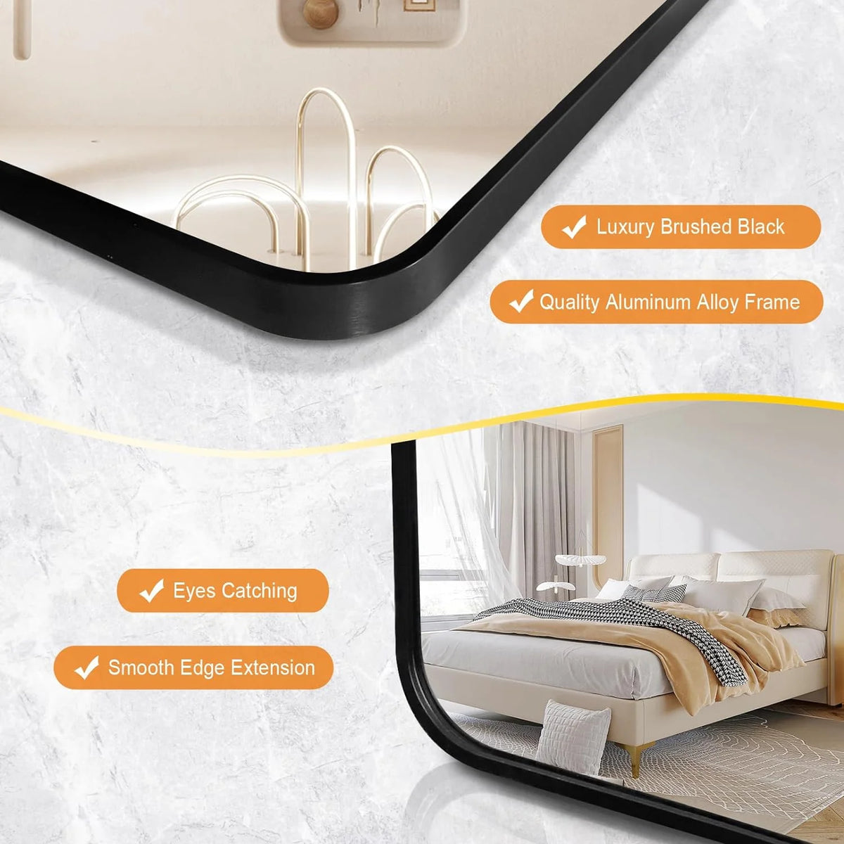 Black 30x48 Rectangular Metal Framed Wall Mirror Z610543
