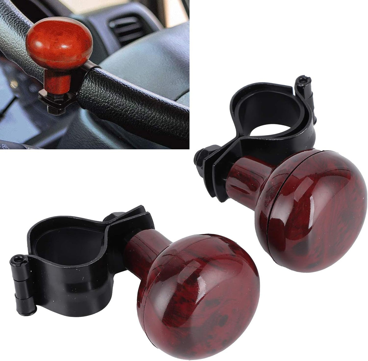 Mahogany Woodgrain Steering Wheel Spinner Knob F663