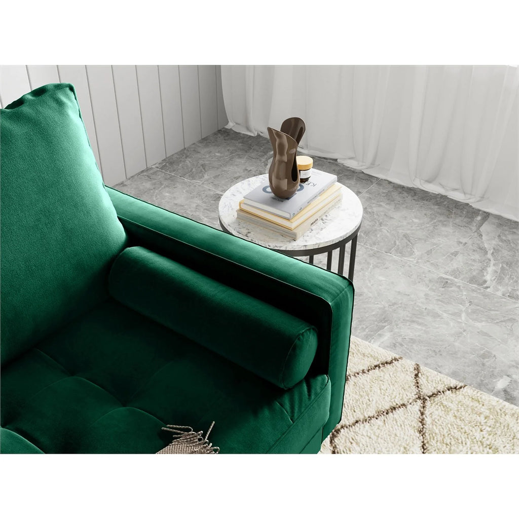 Green Velvet Upholstered Loveseat A2870