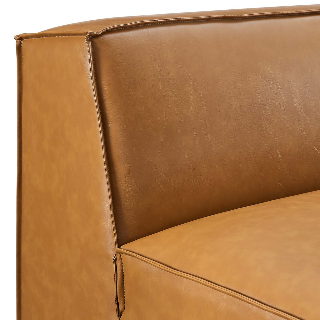 Tan Vegan Leather Sectional Sofa Armless Chair U774